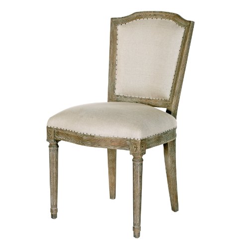 Colette Shield Back French Country Linen Oak Dining Chair- Set of 2
