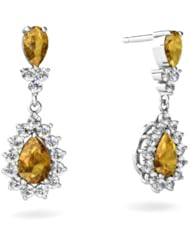 Genuine Citrine 14kt White Gold Dangle Drop Earrings