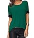 Womens Short Sleeve Cotton Shirts Round Neck Casual Loose Fit Tee Tops T Shirts Green-XL