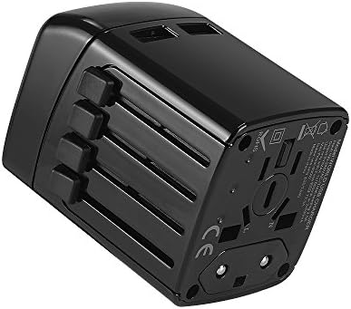 Keedox All-in-One International Worldwide Travel Plug Adapter with Dual USB Charger (Black)