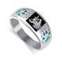 Sterling Silver Turquoise Inlay Wolf Band Ring Size 9
