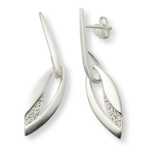 Miore Damen-Ohrringe 925 Sterling-Silber hochglanzpoliert und teilweise matt mit Zirkonia  Preisvergleich