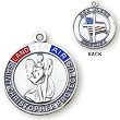 Sterling Silver God Bless America U S Land-Sea-Air St Christopher Medal and 24-inch Chain