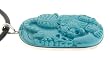 Chinese Dragon - Hand Carved Imitation Turquoise - Sterling Silver - Approx. 39mm x 50mm - on a 16 inch Black Rubber Cord.