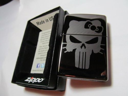 Custom Laser Etched Ebony Lighter Hello Kitty Skull New