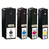 Ti-Sa Multipack des 4 Cartouches d'encre Compatible pour les imprimantes LEXMARK No 100XL, Impact, Prospect, Prestige, Prevail, Platinium, Intuition, Interact.