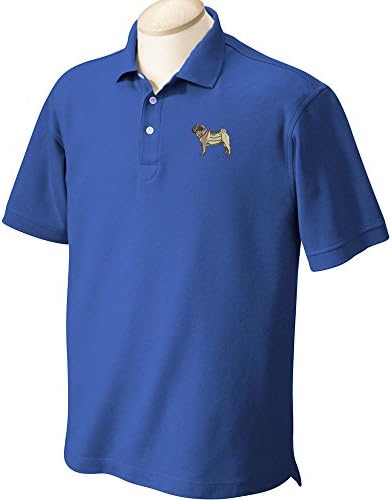 Pug Fawn Embroidered Men's Cotton Golf Shirt