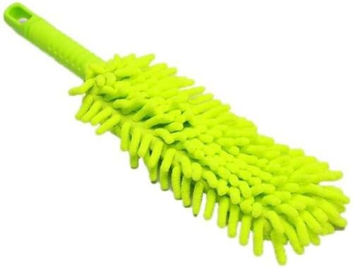 FO Cleaning Duster Dust Cleaner Handle Microfiber Feather Static Anti Bendable, Green