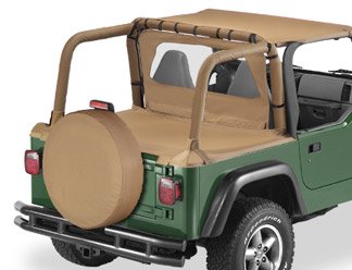 Bestop 9001937 Jeep Accessories - Duster Deck Cover w/ factory soft top bown folded down Wrangler 97-02 Spice