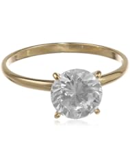 Platinum Plated Sterling Silver Round Simulated Diamond Solitaire Ring