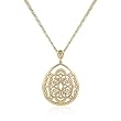 14k Yellow Gold Plated Double-Strand Necklace with Brushed Filigree Teardrop Pendant- 31 IN + 1.5 IN