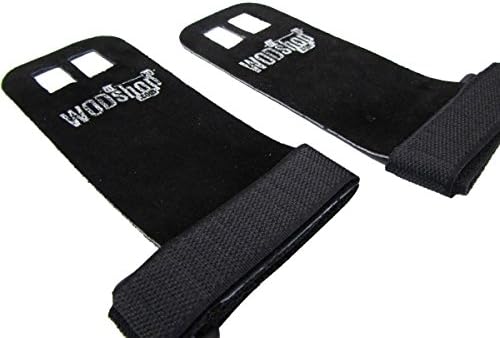 WODshop Black Leather Weight Lifting Gymnastics Hand Grips - Large - 1 Pair