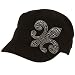Fleur De Lis Clear Crystal Castro Cadet Hat Cap Black