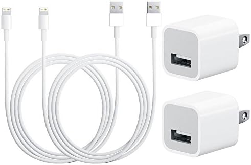 CBCell 2 X 2 Charger Set (2 X 3 Feet USB  Data Cables &amp; 2 X Wall Adapters) for iPhone 5, 5S, 6, 6 Plus, 6S, 4th Gen iPad, iPad Air, iPad Air 2, iPad Mini 1/2/3
