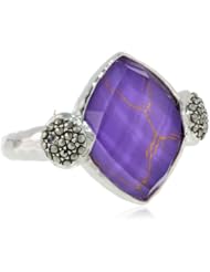 Judith Jack "Purple Moon" Stainless Steel, Purple Turquoise Ring, Size 8