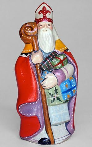 St. Nicholas With A Crook Chalkware Figure