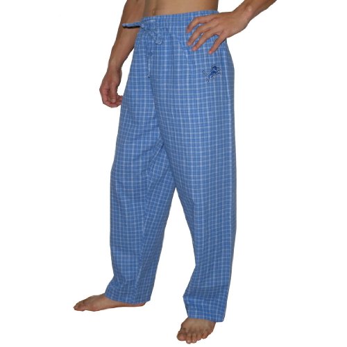 Mens NFL Detroit Lions Plaid Cotton Thermal Sleepwear / Pajama Pants - Blue (Size: 2XL)