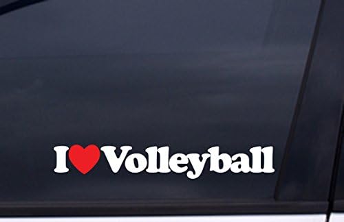 I LOVE VOLLEYBALL Sticker 9" x 1.5" WHITE and RED Free Shipping