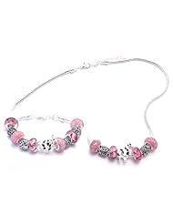 Giraffe Charm Bracelet and Necklace Gift Set Girls Pandora Style
