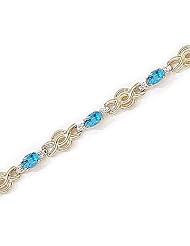 14kt Yellow Gold Oval Blue Topaz and Diamond Bracelet