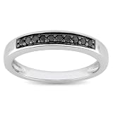 Sterling Silver 1/10 CT TDW Black Diamond Black Rhodium Plated Fashion Ring