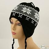 Youth Chenille Snow flake Hat - Black