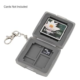 Waterproof Multiformat Memory Card Case with Keychain, Load 2 CF Card, 4 MICRO SD Card, 4 XD Card, Gray