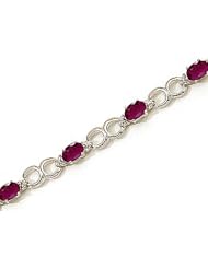 10kt Yellow Gold Oval Ruby and Diamond Bracelet