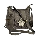 Mantaray-Metallic green flower charm across body bag