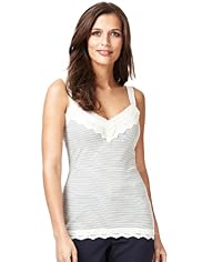 Indigo Collection Pure Cotton Striped Vest Top