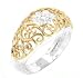 Domed Sterling Silver Filigree Ring with 18K Gold Overlay Size 7