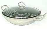 from Concept Stainless Steel Induction Wok, 2 layer Non Stick Surface, Vented Glass Lid, Encapsulated base, Wire Warming Rack Double Handles - A Beautiful Wok (Model LC901605)
