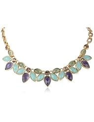 Anne Klein "Secret Garden" Gold-Tone Green Multi-Frontal Necklace, 19"