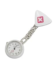 Women White Triangle Design Brooch Arabic Numerals Nurse Watch