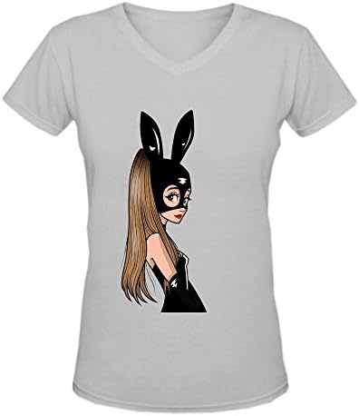 Kireii Ariana Grande Dangerous Woman Funny women's V Neck Custom T-shirts Grey