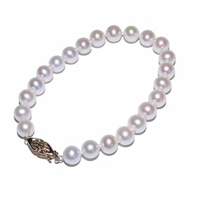 14k Yellow Gold 7.5-8mm Freshwater Cultured Pearl Bracelet, 8 by Amazon.com Collection