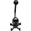 Black Electro Titanium Skull and Crossbones Belly Ring