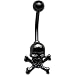 Black Electro Titanium Skull and Crossbones Belly Ring