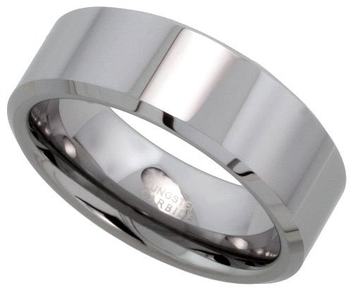Tungsten Carbide 8 mm (5/16) High Polish Flat Band