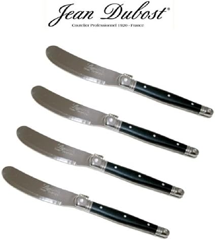 French Laguiole Dubost - Set of 4 Butter Knives/Spreaders - Black Color - Direct From France