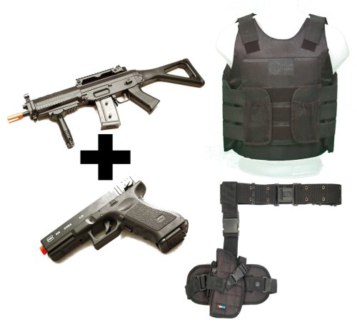 Airsoft SUPER LOADOUT pistol, rifle, tac vest & holster