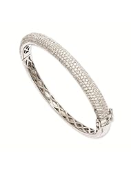 Sterling Silver & CZ Cubic Zirconia Brilliant Embers 6.25mm Hinged Bangle Bracelet