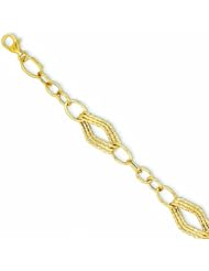 Genuine 14K Yellow Gold Polished Fancy Link Bracelet 7.5 Inches 4 Grams Of Gold 100% Satisfaction Guaranteed.