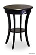 Round Accent Table w Single Drawer & Shelf w Black Finish