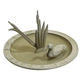 Moss Green Loon Sundial Birdbath