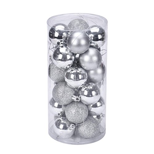 Binmer(TM)24Pcs Christmas Tree Decoration Ball Holiday Party Christmas Tree Ornaments (Silver)