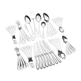 Cuisinart by Wallace Stratford Hostess Helper 45-Piece Stainless-Steel Flatware Set, Service for 8
