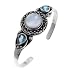 Jewelry : Sterling Silver Rainbow Moonstone and Blue Topaz Cuff Bracelet