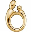 14K Yellow Gold Mother and Child Charm Pendant