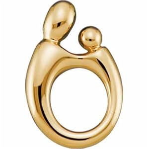 14K Yellow Gold Mother and Child Charm Pendant